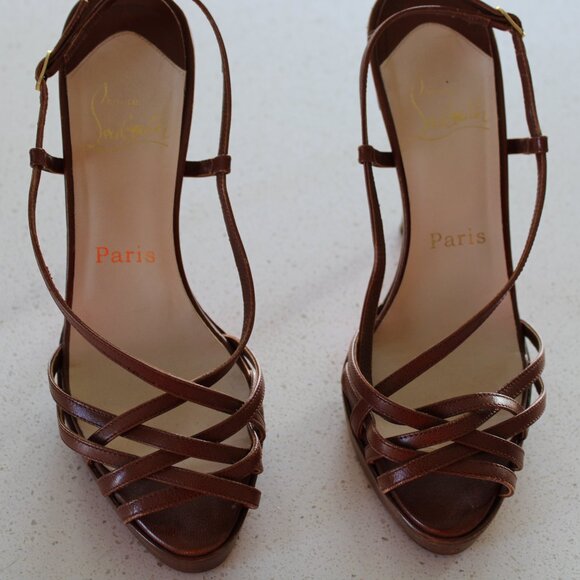 Christian Louboutin Shoes - Christian Louboutin Brown Strappy Leather High Heels